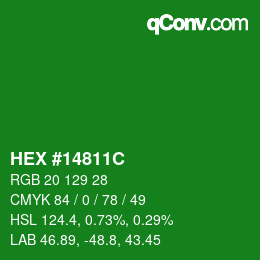 カラーコード: HEX #14811C | qconv.com