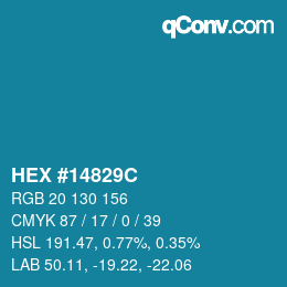 Color code: HEX #14829C | qconv.com