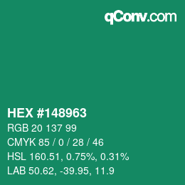Color code: HEX #148963 | qconv.com
