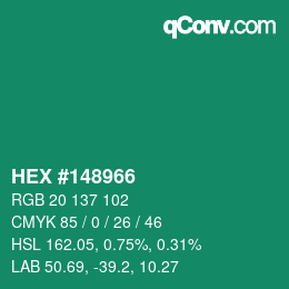 Color code: HEX #148966 | qconv.com