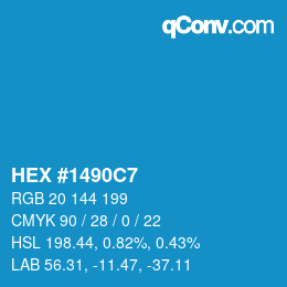 カラーコード: HEX #1490C7 | qconv.com