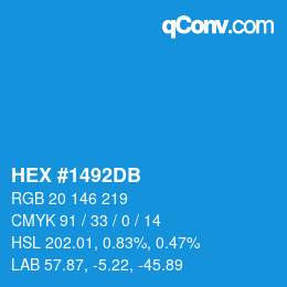 カラーコード: HEX #1492DB | qconv.com