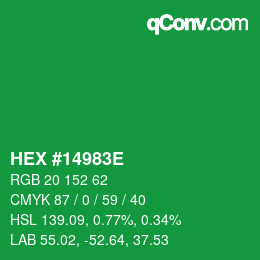 Color code: HEX #14983E | qconv.com