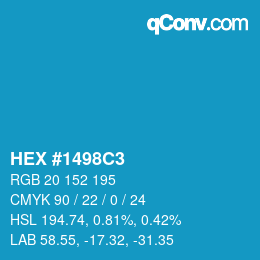 カラーコード: HEX #1498C3 | qconv.com
