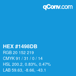 颜色代码: HEX #1498DB | qconv.com