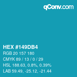 Farbcode: HEX #149DB4 | qconv.com