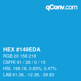 Color code: HEX #149EDA | qconv.com