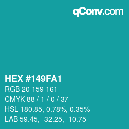 Color code: HEX #149FA1 | qconv.com
