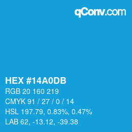 颜色代码: HEX #14A0DB | qconv.com