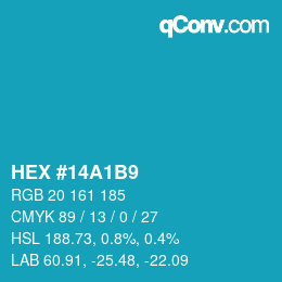 Color code: HEX #14A1B9 | qconv.com