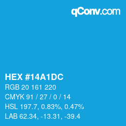 カラーコード: HEX #14A1DC | qconv.com