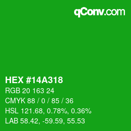 Color code: HEX #14A318 | qconv.com
