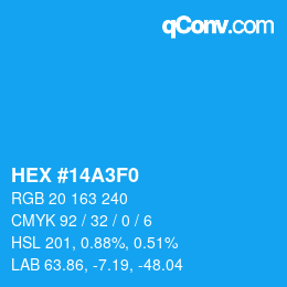 Color code: HEX #14A3F0 | qconv.com