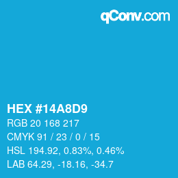 颜色代码: HEX #14A8D9 | qconv.com