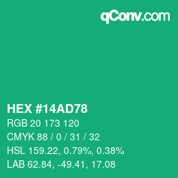 Color code: HEX #14AD78 | qconv.com