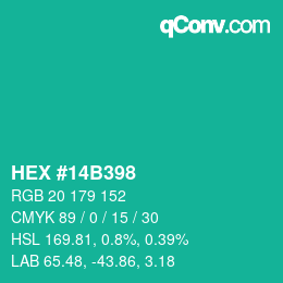 Color code: HEX #14B398 | qconv.com