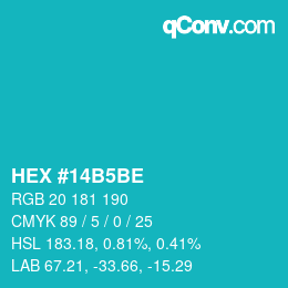 カラーコード: HEX #14B5BE | qconv.com