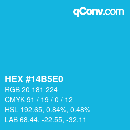 Color code: HEX #14B5E0 | qconv.com