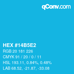 Color code: HEX #14B5E2 | qconv.com
