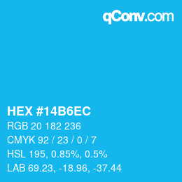 Color code: HEX #14B6EC | qconv.com