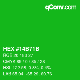 Color code: HEX #14B71B | qconv.com
