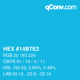 Color code: HEX #14B7E2 | qconv.com
