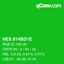 Color code: HEX #14BD1E | qconv.com