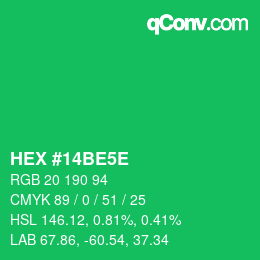 Color code: HEX #14BE5E | qconv.com