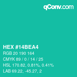 Color code: HEX #14BEA4 | qconv.com