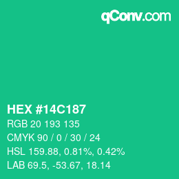 Color code: HEX #14C187 | qconv.com