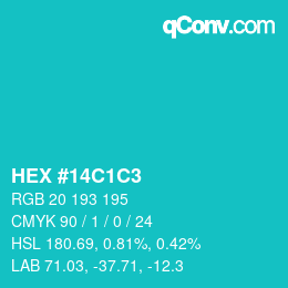Farbcode: HEX #14C1C3 | qconv.com
