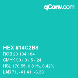 Color code: HEX #14C2B8 | qconv.com