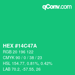 Color code: HEX #14C47A | qconv.com