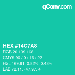 Color code: HEX #14C7A8 | qconv.com