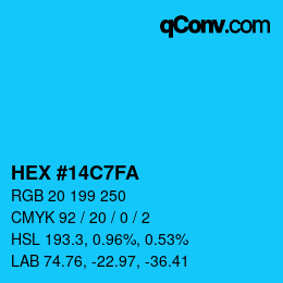 Color code: HEX #14C7FA | qconv.com