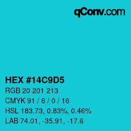 カラーコード: HEX #14C9D5 | qconv.com