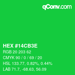 カラーコード: HEX #14CB3E | qconv.com