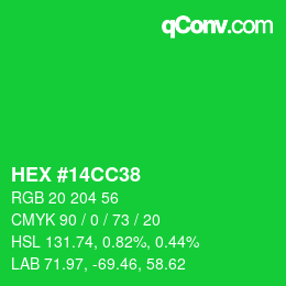 Color code: HEX #14CC38 | qconv.com