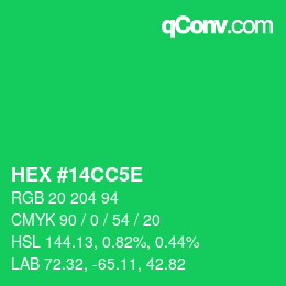Color code: HEX #14CC5E | qconv.com