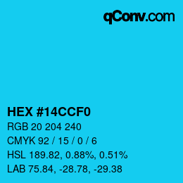 Color code: HEX #14CCF0 | qconv.com