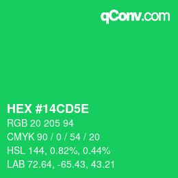 Color code: HEX #14CD5E | qconv.com