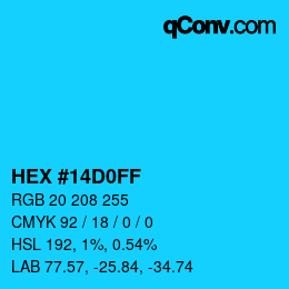 Color code: HEX #14D0FF | qconv.com