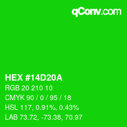 颜色代码: HEX #14D20A | qconv.com
