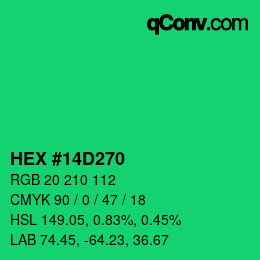 Color code: HEX #14D270 | qconv.com