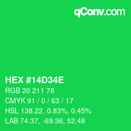 Color code: HEX #14D34E | qconv.com