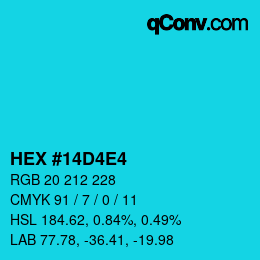 Color code: HEX #14D4E4 | qconv.com
