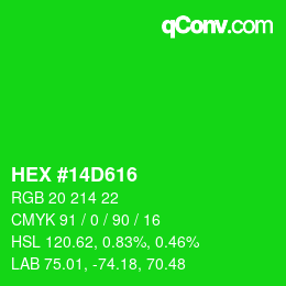 カラーコード: HEX #14D616 | qconv.com