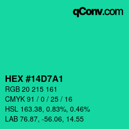 Color code: HEX #14D7A1 | qconv.com