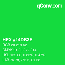 Color code: HEX #14DB3E | qconv.com