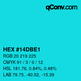 颜色代码: HEX #14DBE1 | qconv.com